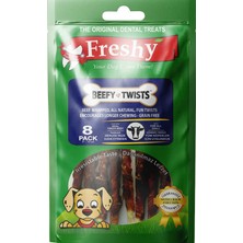 Freshy Sığırlı Twist Kurutulmuş Et Kaplı Köpek Çiğneme Çubuk 8 Adet 13 Cm