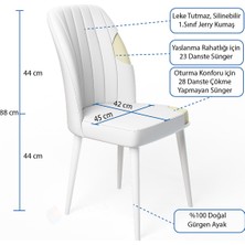 Rovena West 4 Adet Beyaz Ahşap Ayaklı Mutfak Sandalyesi