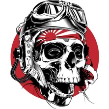 Sticker Atölyesi Kamikaze Pilot Kurukafa Sticker  - 13085