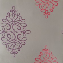 Golden Caselio Ithal Vizon Üzerine Mor ve Pembe Damaks Desenli Kadifemsi Kabartma Desenli Duvar Kağıdı