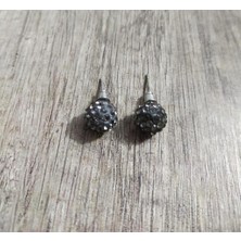 Hd Marketim  Şambala Model Swarovski Taşlı Koyu Gri Top Küpe