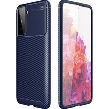 Case 4U S21 Plus Uyumlu Kılıf Rugged Armor Karbon Desenli Lüx Negro Silikon Arka Kapak Lacivert