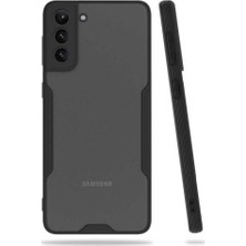 Case 4U Samsung Galaxy S21 Plus Uyumlu Kılıf Kamera Korumalı Ultra Ince Buzlu Mat Renkli Parfe Silikon Kapak Siyah