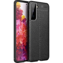 Case 4U Samsung Galaxy S21 Plus Uyumlu Kılıf Rugan Armor Deri Görünümlü Yüksek Kalite Silikon Niss Siyah