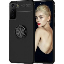 Case 4U Samsung Galaxy S21 Uyumlu Kılıf Autofocus Shockprof Ravel Yüzüklü Standlı Slikon Kapak Siyah