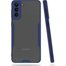 Case 4U Samsung Galaxy S21 Uyumlu Kılıf Kamera Korumalı Ultra Ince Buzlu Mat Renkli Parfe Silikon Kapak Lacivert