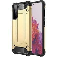 Case 4U Galaxy S21 Uyumlu Kılıf Military Armor Çift Katmanlı Crash Silikon Kılıf Altın