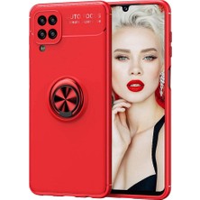 Case 4U Samsung Galaxy A12 Kılıf Autofocus Shockprof Ravel Yüzüklü Standlı Slikon Kapak Kırmızı