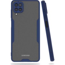 Case 4U Samsung Galaxy A12 Kılıf Kamera Korumalı Ultra Ince Buzlu Mat Renkli Parfe Silikon Kapak Lacivert