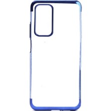 Case 4U Huawei P Smart 2021 Kılıf 4 Köşeli Renkli Lazer Silikon Arka Kapak Glitter Mavi