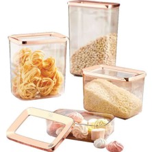 Vip Ahmet Dikdörtgen Saklama Kabı Bakır 4'Lü 2900 Ml + 2200ml + 1400ml + 600ml