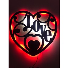 Dekoraven Love Kalp Işıklı Tablo