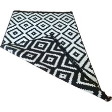 Voho Tekstil Çift Taraflı Kilim Yolluk - Siyah Beyaz Piramit Desen