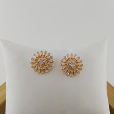 Modamugo Zirkon Taşlı Pirinç Küpe - Gold