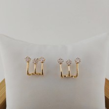 Modamugo Yıldız Zirkon Taşlı Pirinç Küpe - Gold