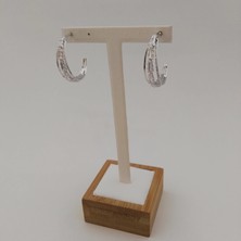 Modamugo Zirkon Taşlı Pirinç Halka Küpe - Rodyum
