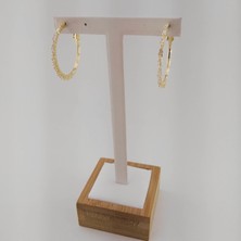 Modamugo Zirkon Taşlı Pirinç Halka Küpe - Gold