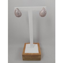 Modamugo Zirkon Taşlı Pirinç Küpe - Rodyum