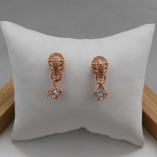 Modamugo Zirkon Taşlı Pirinç Küpe Boğa Başlı Model - Gold