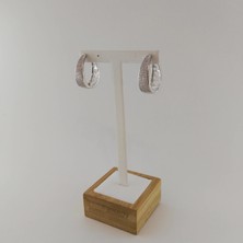 Modamugo Zirkon Taşlı Halka Pirinç Küpe - Rodyum