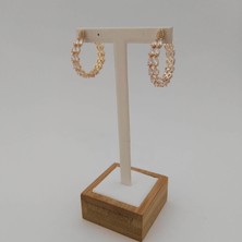 Modamugo Zirkon Taşlı Pirinç Halka Küpe - Gold