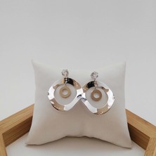 Modamugo Metal Zirkon Taşlı Ikili Halkalı Dövme Küpe - Rodyum