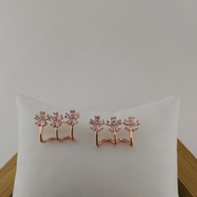 Modamugo Çiçek Zirkon Taşlı Pirinç Küpe - Rose