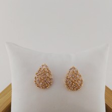 Modamugo Damla Zirkon Taşlı Pirinç Küpe - Gold