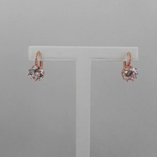 Modamugo Zirkon Taşlı Pirinç Halka Küpe - Rose