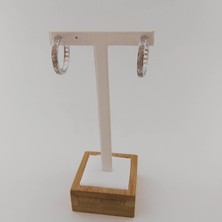 Modamugo Zirkon Taşlı Pirinç Halka Küpe - Rodyum