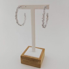 Modamugo Zirkon Taşlı Pirinç Halka Küpe - Rodyum