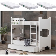 MDF Profil Ranza, Avrasya Ayrılabilir Ranza, Beyaz Yavrulu Ranza + 3 Adet Comfort Yatak