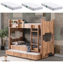 MDF Profil Ranza, Avrasya Ayrılabilir Ranza, Ceviz Yavrulu Ranza + 3 Adet Comfort Yatak