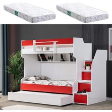 Setay Ranza, Cesur 3lü Yavrulu Ranza, Kırmızı + 2 Adet Comfort Yaylı Yatak