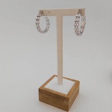 Modamugo Zirkon Taşlı Pirinç Halka Küpe - Rodyum