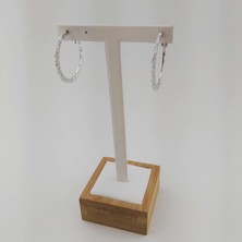 Modamugo Zirkon Taşlı Pirinç Halka Küpe - Rodyum