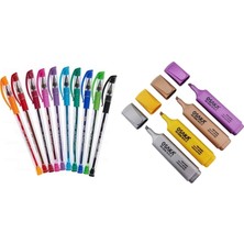 Faber-Castell 1425 Ailesi Tükenmez Kalem 10'lu + Osaka Metalik Fosforlu Kalem 4'lü Set