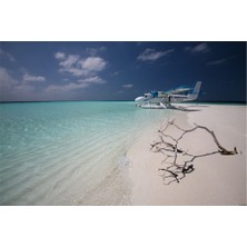 Kıyıda Deniz Uçağı Kanvas Tablo