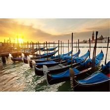 Iskelede Gondollar Kanvas Tablo