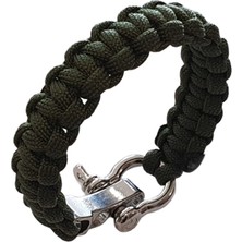 Muson Ayarlı Metal Tokalı Paracord Bileklik #yeşil - Gümüş