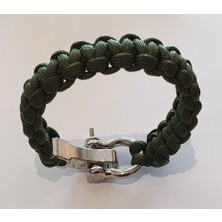 Muson Ayarlı Metal Tokalı Paracord Bileklik #yeşil - Gümüş