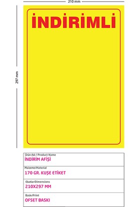 On Roll Paper Kuşe A4 Sarı ''İndirim'' Etiketi 1000 Adet