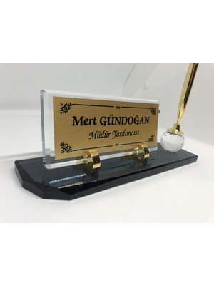 Gündoğan Kristal İsme Özel Cam Masaüstü İsimliği
