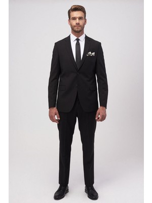 Altınyıldız Classics Slim Fit Dar Kesim Düz Siyah 8 Drop Su Geçirmez Nano Takım Elbise