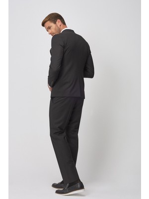 Altınyıldız Classics Slim Fit Dar Kesim Düz Siyah Su Geçirmez Yelekli Nano Takım Elbise