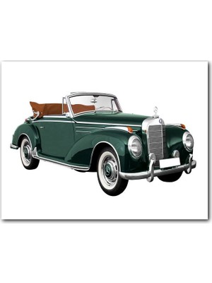 Caka Tablo Ahşap Tablo Yeşil Antika Mercedes Benz Beyaz Zemin