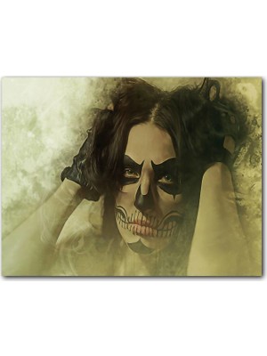 Caka Tablo Ahşap Tablo Ağzı Dikiş Desenli Kız