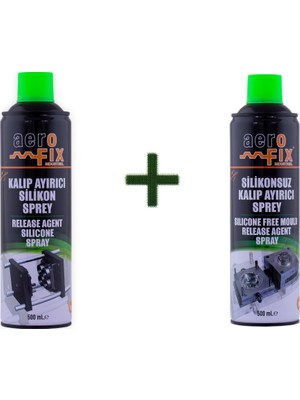Aerofix Kalıp Ayırıcı Silikon Sprey ve Aerofix Silikonsuz Kalıp Ayırıcı Sprey 2li Set 500 Ml.