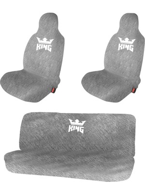 1Araba 1Ev Renault Toros Sedan Oto Koltuk Koruyucu Kılıf Araba Araç Servis Kılıfı Gri King Baskılı Ön Arka Set