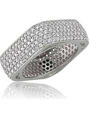 Gumush Gümüş 5 Sıra Köşeli Tamtur Kadın Alyans Yüzük